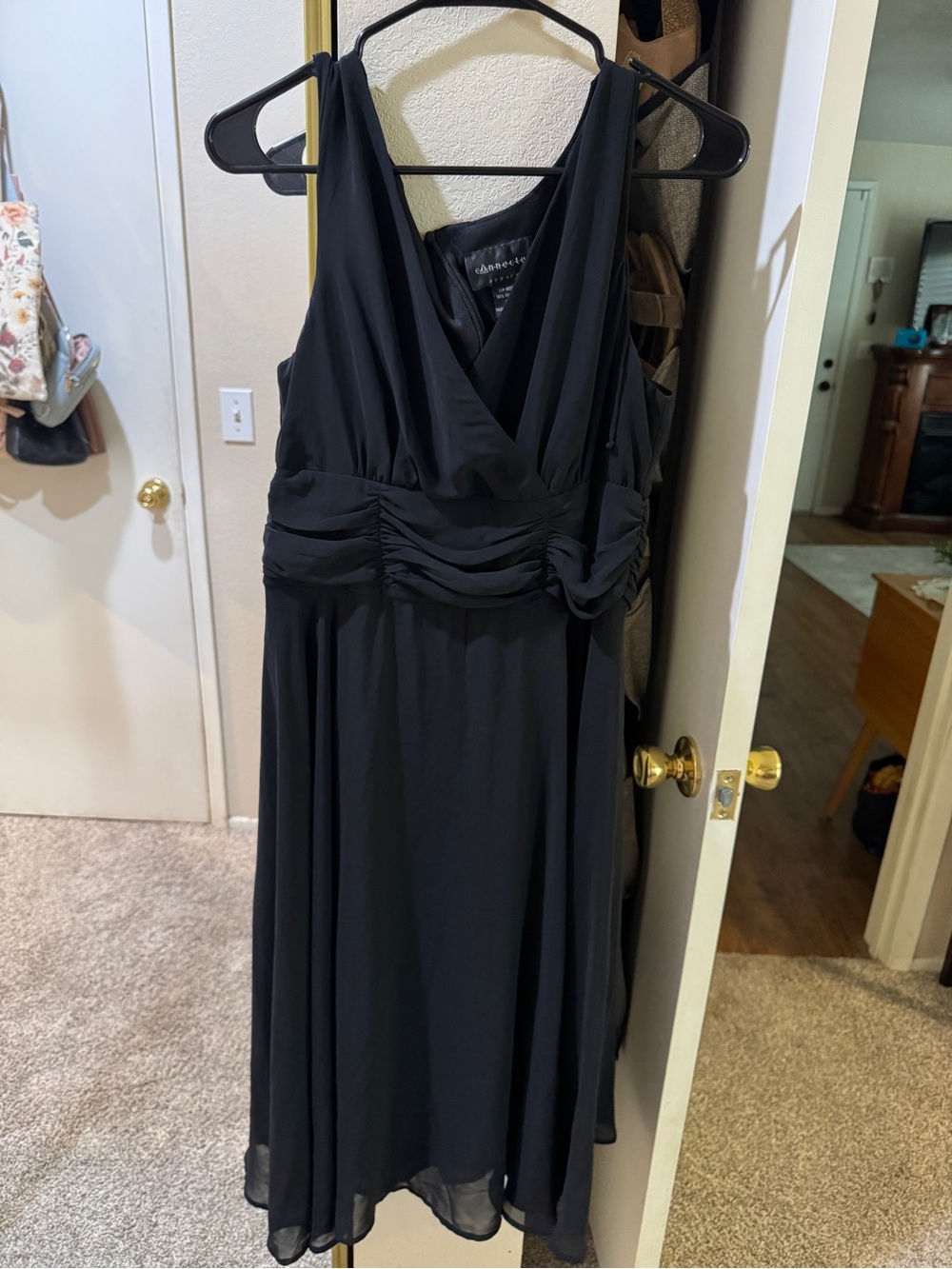 Vintage Formal Black V-Neck Sleeveless Dress